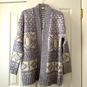 Gap pale blue/grey & cream color jacket like sweater, Nice solid weight. Size M